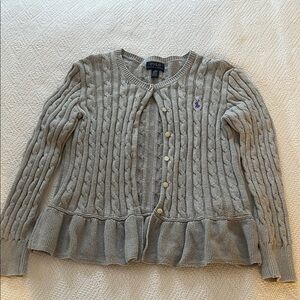 Polo by Ralph Lauren Light Gray Cable Knit Cardigan
